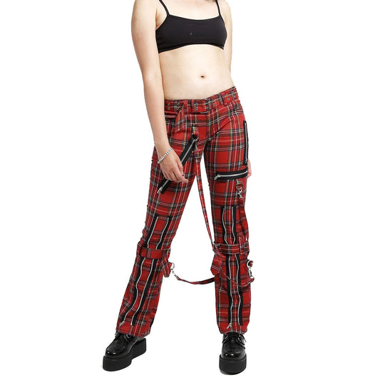 Women,s Bondage Pants Red Plaid