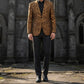 Men's Gold Brocade Floral Suit Notched Lapel Slim Fit Stylish Blazer
