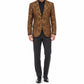 Men's Gold Brocade Floral Suit Notched Lapel Slim Fit Stylish Blazer