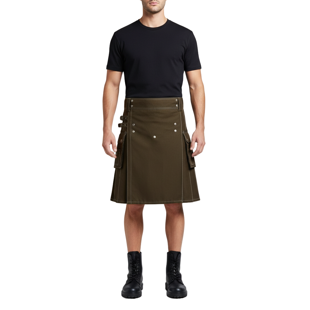 Men's Stylish Brown Wedding Utility Kilt Utility Kilts