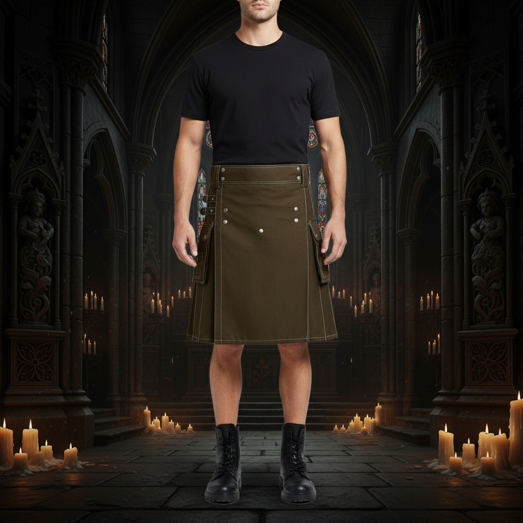 Men's Stylish Brown Wedding Utility Kilt Utility Kilts