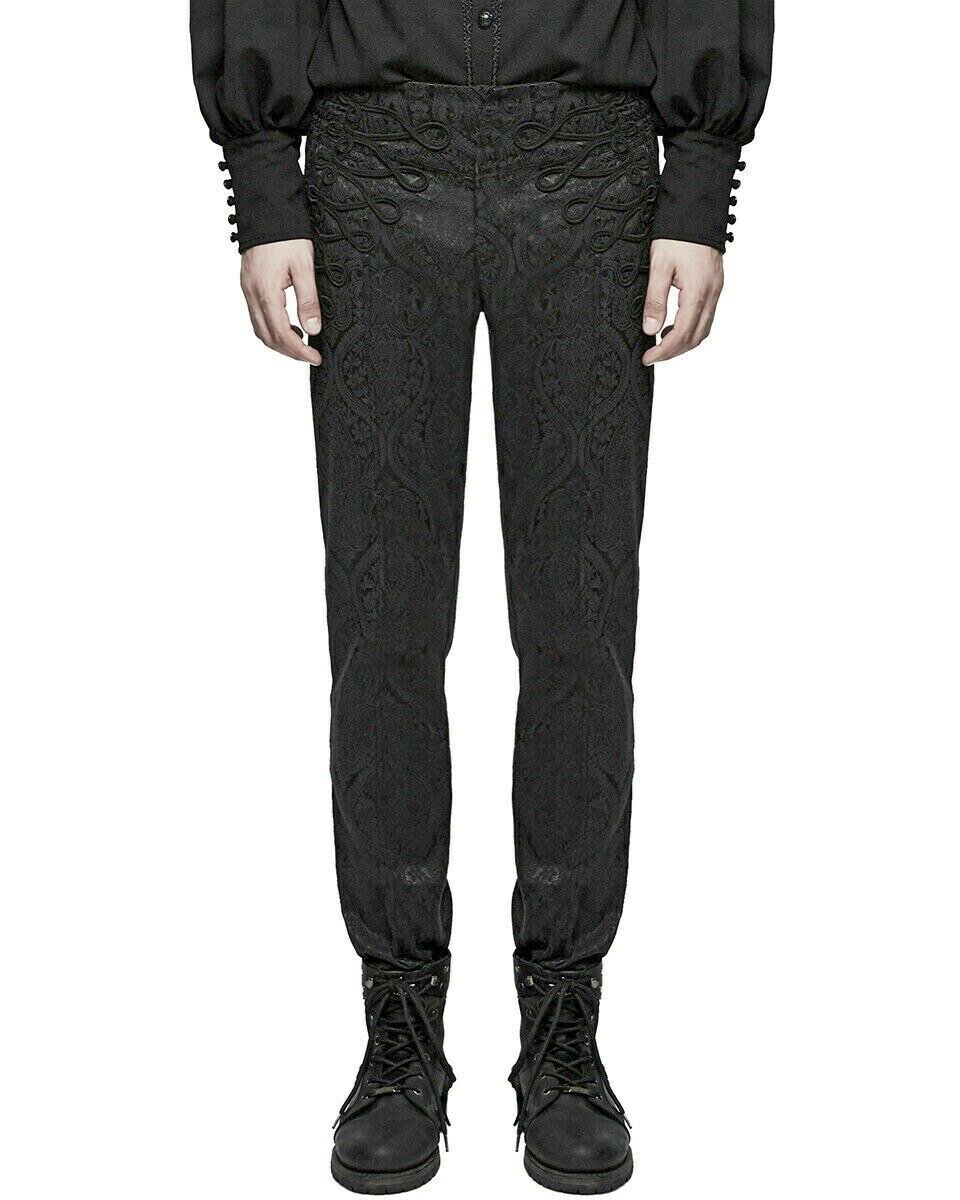 Men's Trousers Pants Black Brocade Steampunk VTG Vintage Gothic Victorian (1)