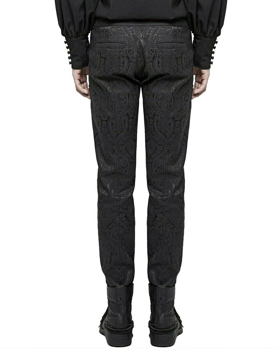 Men's Trousers Pants Black Brocade Steampunk VTG Vintage Gothic Victorian (2)