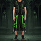 Gothic Men's Handmade Handcuff Green Bondage Cyber Chain Shorts