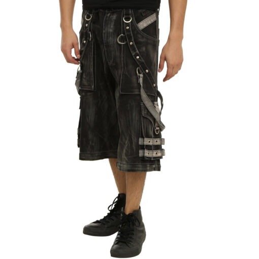 Gothic Black & Amp Grey Overdyed Zip Off Shorts