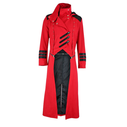 Scorpion Men's Punisher Hooded Trench Coat Long Jacket Red/Black Gothic Steampunk