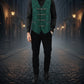 Premium Men's Vest Waistcoat Green Damask Velvet Goth Steampunk VTG/Brocade Vest