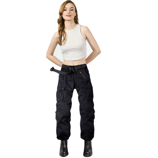 Women's Causal Cotton Cargo Pants Military Combat Workwear Capri Pants with 8 Pockets