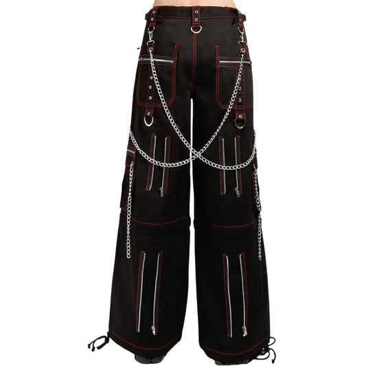 Men's Electro Bondage Gothic Red Stitch Rave Gothic Cyber Chain Goth Jeans Punk Rock Pants/USA