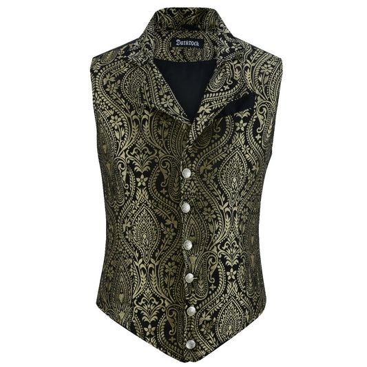 Handmade Gold Men's Victorian Suit Gentleman Vest Steampunk Gothic Waistcoat/Usa
