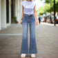 Flamingals Low Rise Straight Leg Wide Leg Baggy Jeans Women Stretch Boyfriend Butterfly Flare Denim Pants