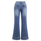 Flamingals Low Rise Straight Leg Wide Leg Baggy Jeans Women Stretch Boyfriend Butterfly Flare Denim Pants