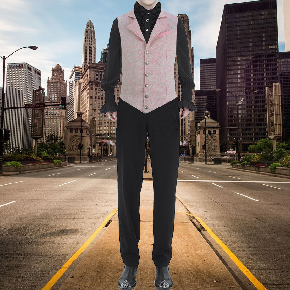 Handmade Pink Men's Victorian Suit Gentleman Vest Steampunk Gothic Waistcoat/Usa