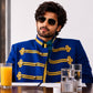Men's Vintage Royal Blue Military Jacket Gold Braided Hussar Parade Jacket Victorian Gothic Steampunk Band Uniform Coat