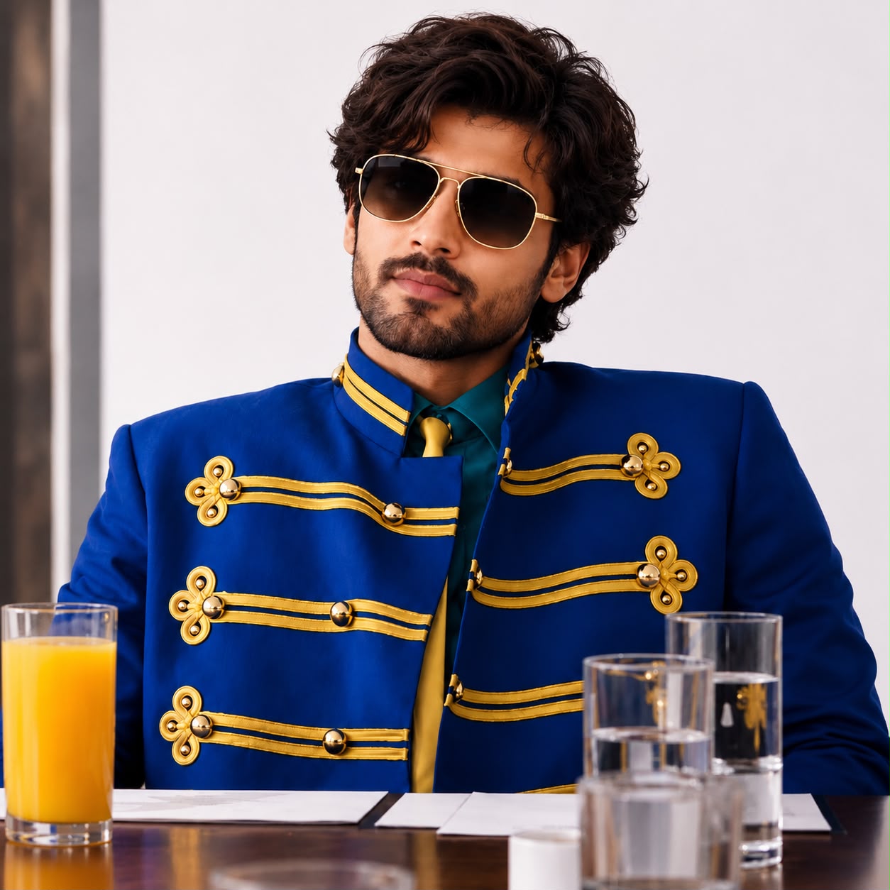 Men's Vintage Royal Blue Military Jacket Gold Braided Hussar Parade Jacket Victorian Gothic Steampunk Band Uniform Coat