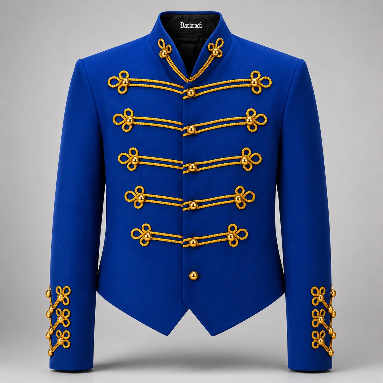 Men's Vintage Royal Blue Military Jacket Gold Braided Hussar Parade Jacket Victorian Gothic Steampunk Band Uniform Coat