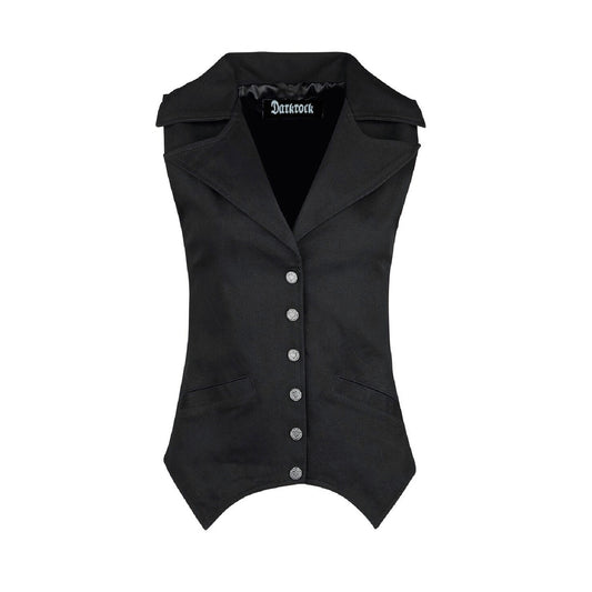Women's Black Brocade Waistcoat Vest Vintage Steampunk Dress Jacquard Jacket