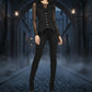 Women's Black Brocade Waistcoat Vest Vintage Steampunk Dress Jacquard Jacket