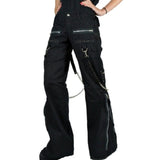 Women's Chains Black Rhinestones Gothic Punk Emo Pants Straps Baggy Pants