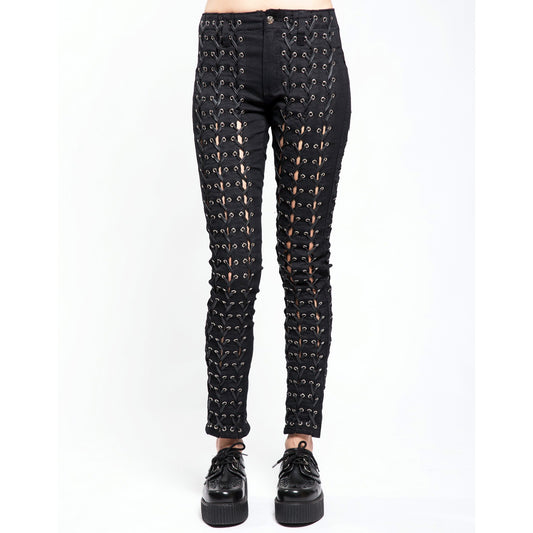 Women's GOTHIC PUNK EMO Medieval BONDAGE BLACK GOTH ZIPPER ROCK STAR TRIPP PANTS (2)