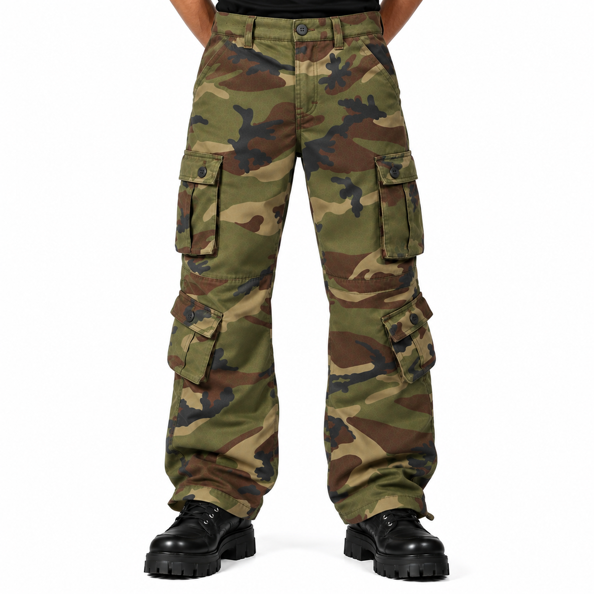 Men's Cotton Casual Military Army Camo Combat Work Cargo Pants with 8 Pockets