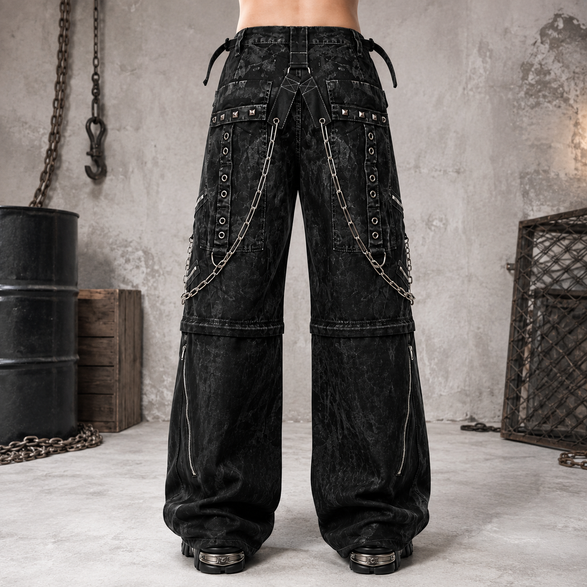 Prime Quality Bondage Gothic Wax Cotton Men's Cyber Rave Techno Jeans Punk Shorts Biker Pants USA