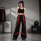 Men's Extreme Bondage Red Skater Gothic Punk Rocker Cyber Goth Steampunk Biker Pant