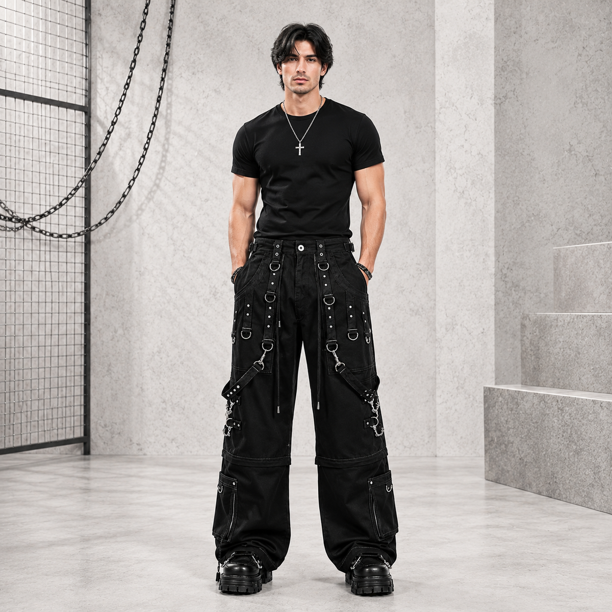 Gothic Men Gothic Paimon Bondage Pants
