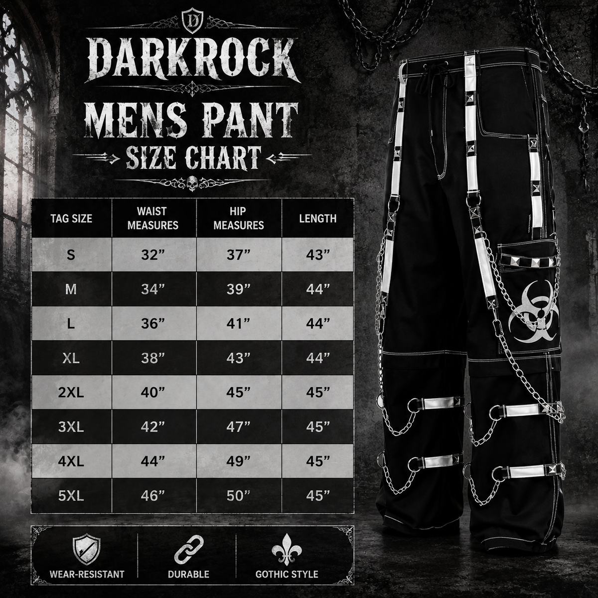 Prime Quality Men Gothic Bondage Reflective Men Street Walker Pant Alternative Punk Rock Emo Trouser Pant Shorts