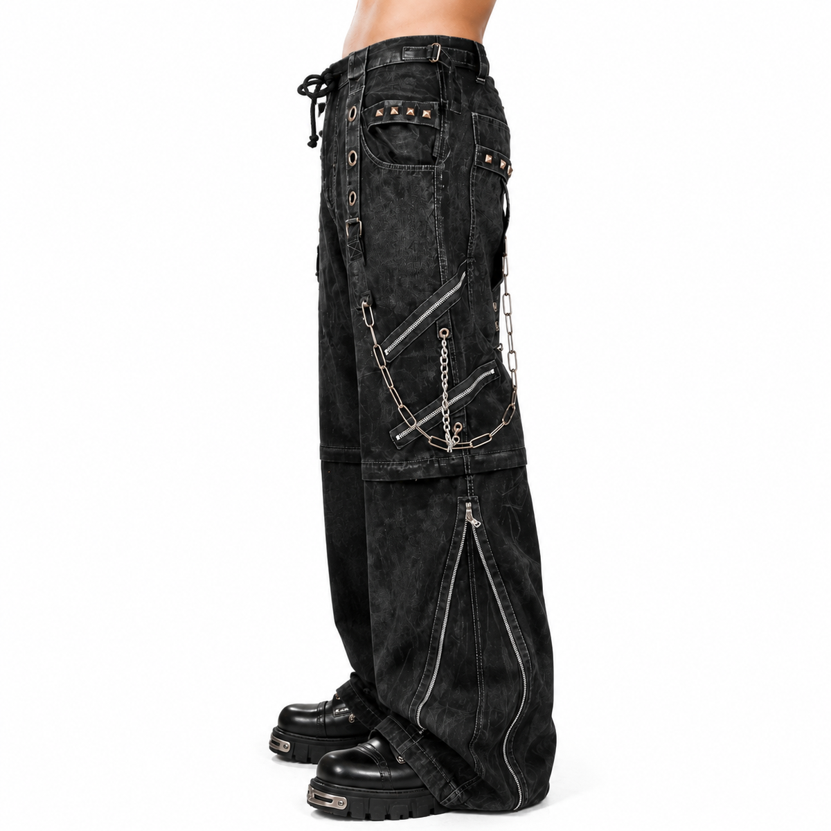 Prime Quality Bondage Gothic Wax Cotton Men's Cyber Rave Techno Jeans Punk Shorts Biker Pants USA