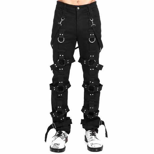 Prime Quality Men Gothic Bondage Pant Alternative Punk Rock Emo Harness Pants Black/USA