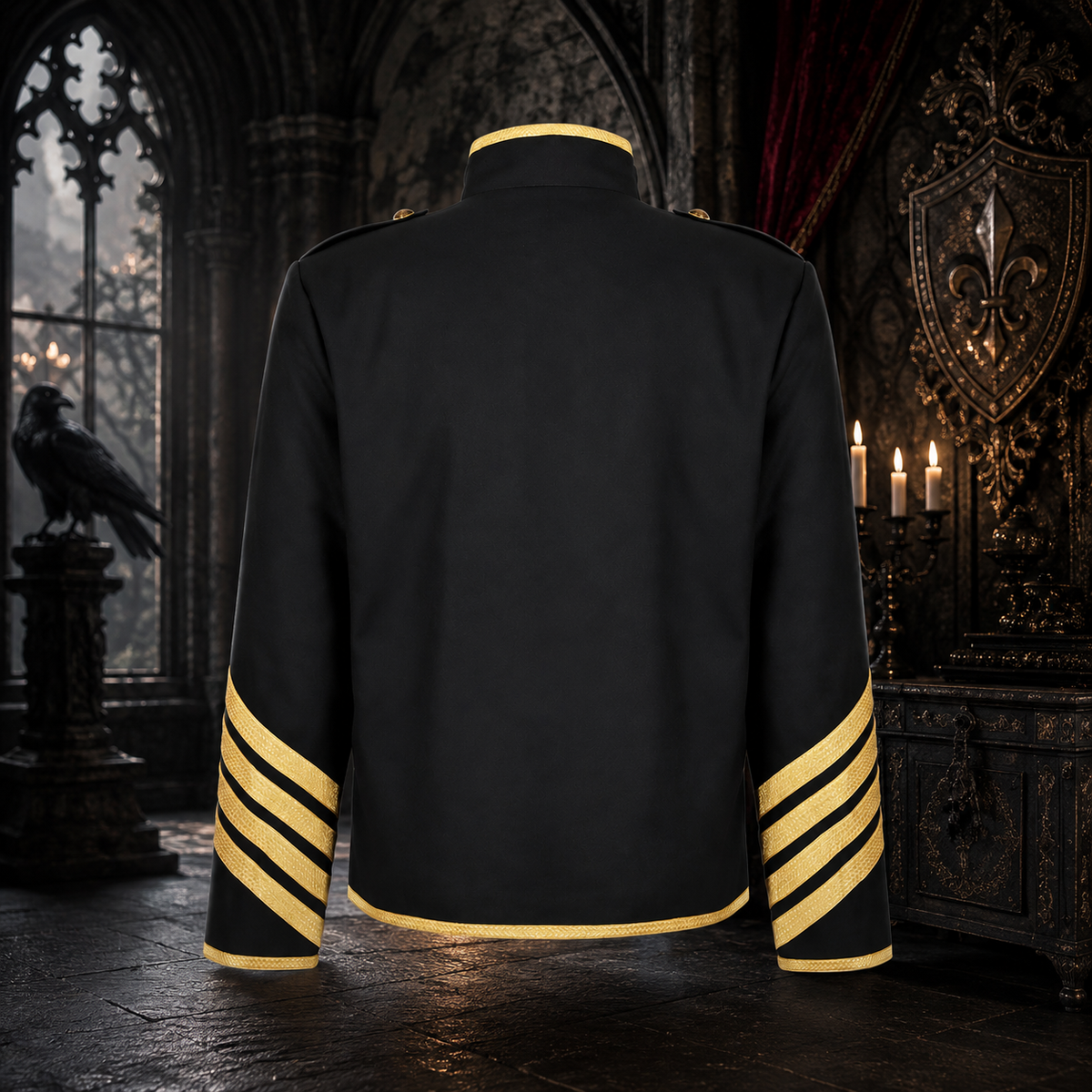 Prime Quality Handmade Men's Gothic Military Hussar Jacket Black Gold/Gold Jacket /USA