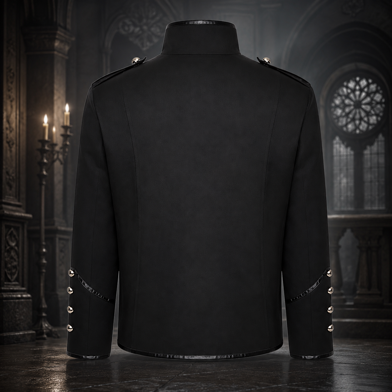 Men's Military Drummer Black Parade Jacket Black Gothic Band Uniform Coat Steampunk Punk