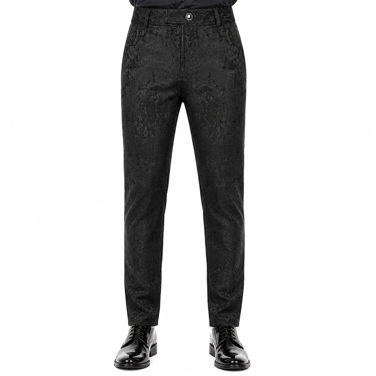 Men's Black Brocade Victorian Dress Pant Trouser/Black Gothic Pants