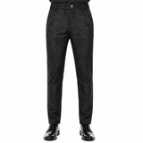 Men's Black Brocade Victorian Dress Pant Trouser/Black Gothic Pants