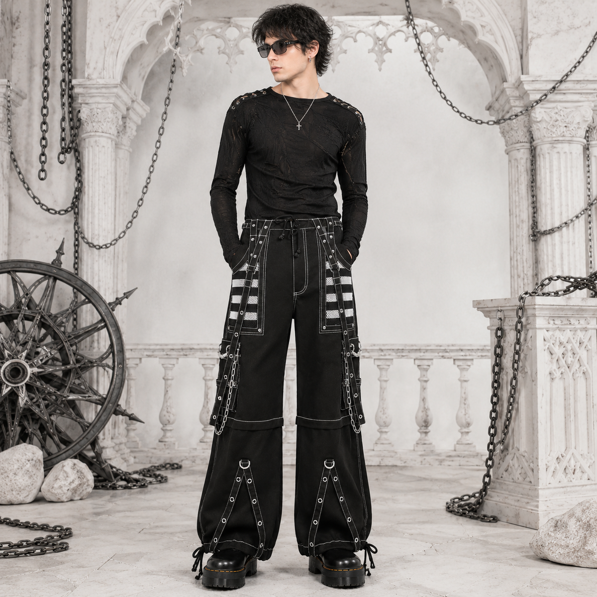 Gothic Extreme Bondage Skater Gothic Punk Rocker Cyber Goth Steampunk Biker Pant