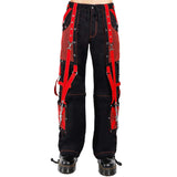 Black/Red Jeans Extreme Bondage Rocker Cyber Goth Steampunk Pant /Trip Usa