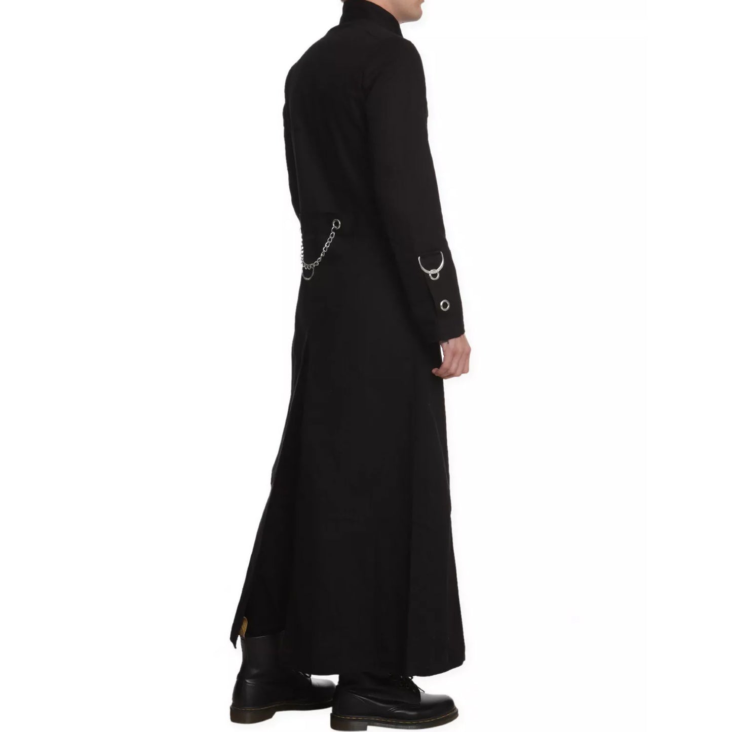 Gothic Men's Handmade Chain Eyelet Trench Coat