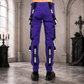Men Gothic Bondage Reflective Men Pant Alternative Punk Rock Emo Pant Electric Pants Purple/USA