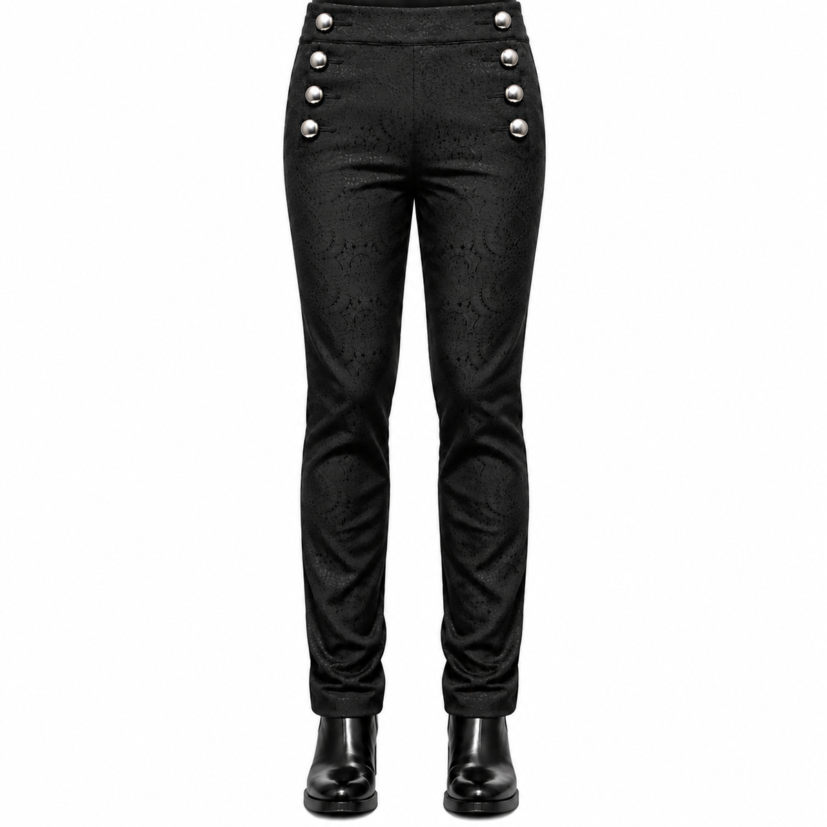 Prime Quality Men's Gothic Alastor Steampunk Black Brocade Dress Pants
