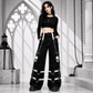 Gothic Bondage Black Skull Zip Off Pants Black & Amp White Alternative Punk Rock Emo Trouser Pant Usa