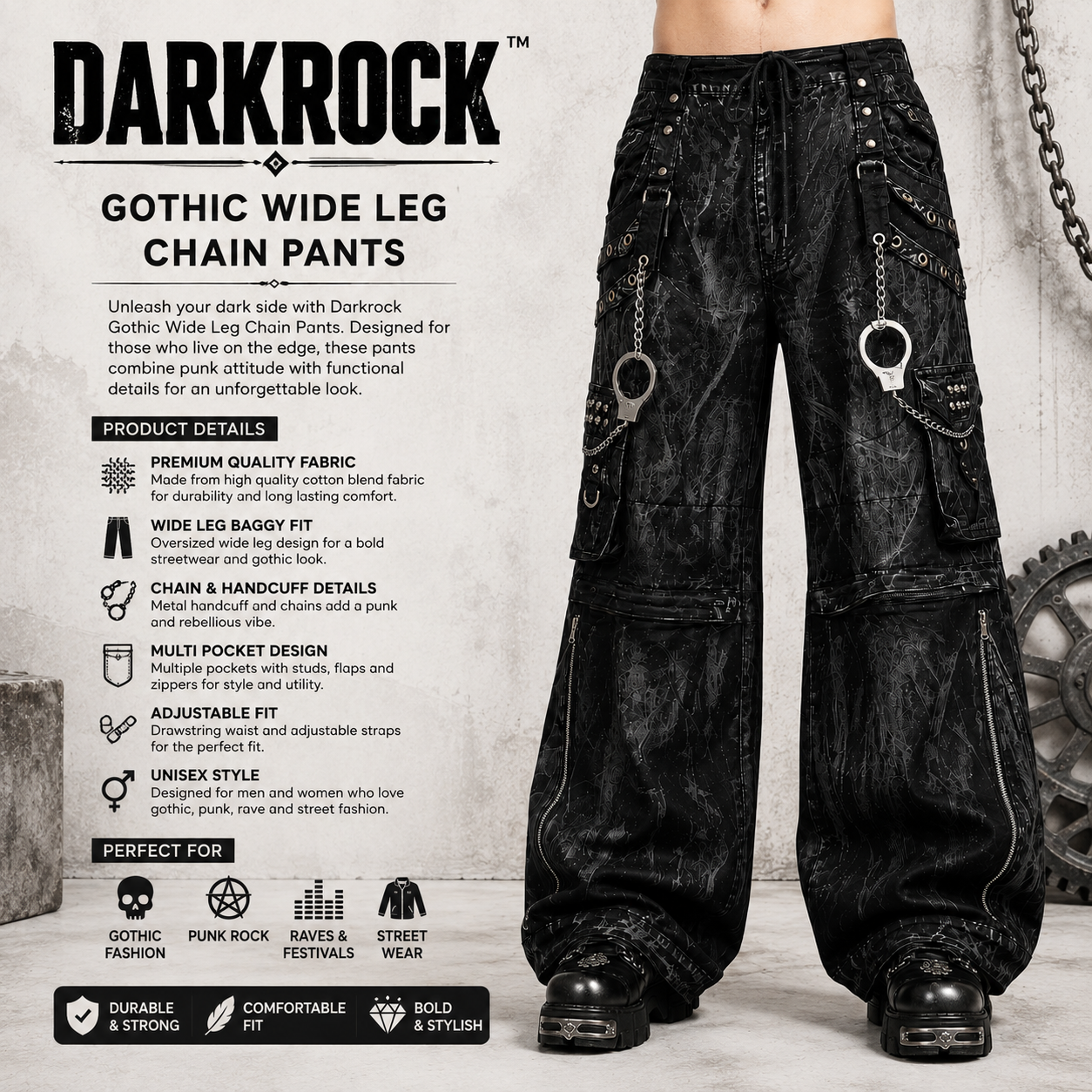 Gothic Jeans Apocalyptic Punk Emo Pants USA Mechanic Acid Goth Cyber Pants