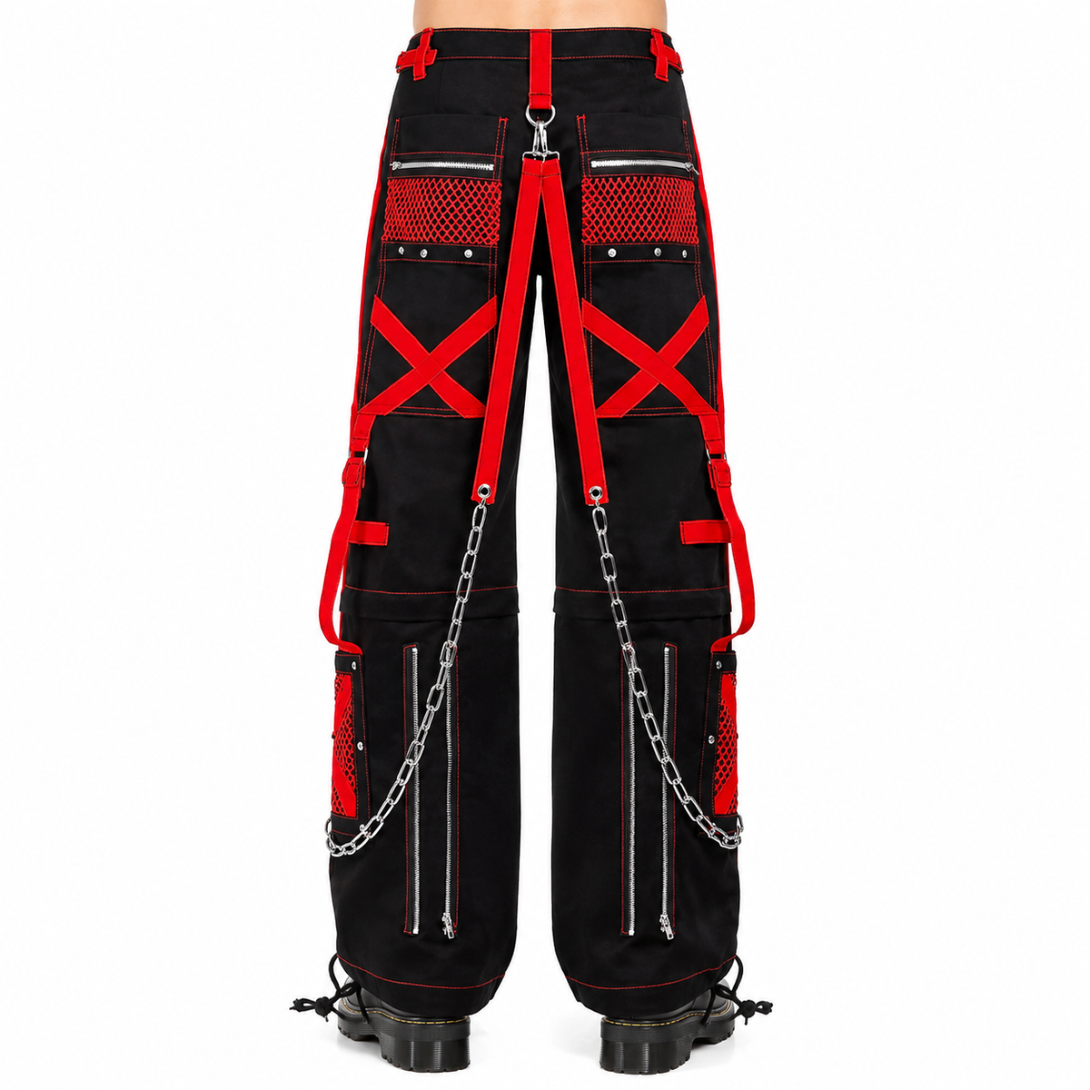 Black/Red Jeans Extreme Bondage Rocker Cyber Goth Steampunk Pant Usa
