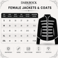 Prime Quality Handmade Women's Black Silver Parade Ladies Jacket Steampunk Military Punk Rock Gothic