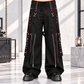 Gothic Mens Black Bondage Red Back Skull Punk Rock Pants