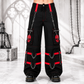 Gothic Bondage Black Skull Zip Off Pants Black Amp Red Alternative Punk Rock Emo Trouser Pant/Usa