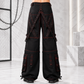 Men’s Black Gothic Super Studded Pants Red Stitching Men’s Fashion Goth Pant