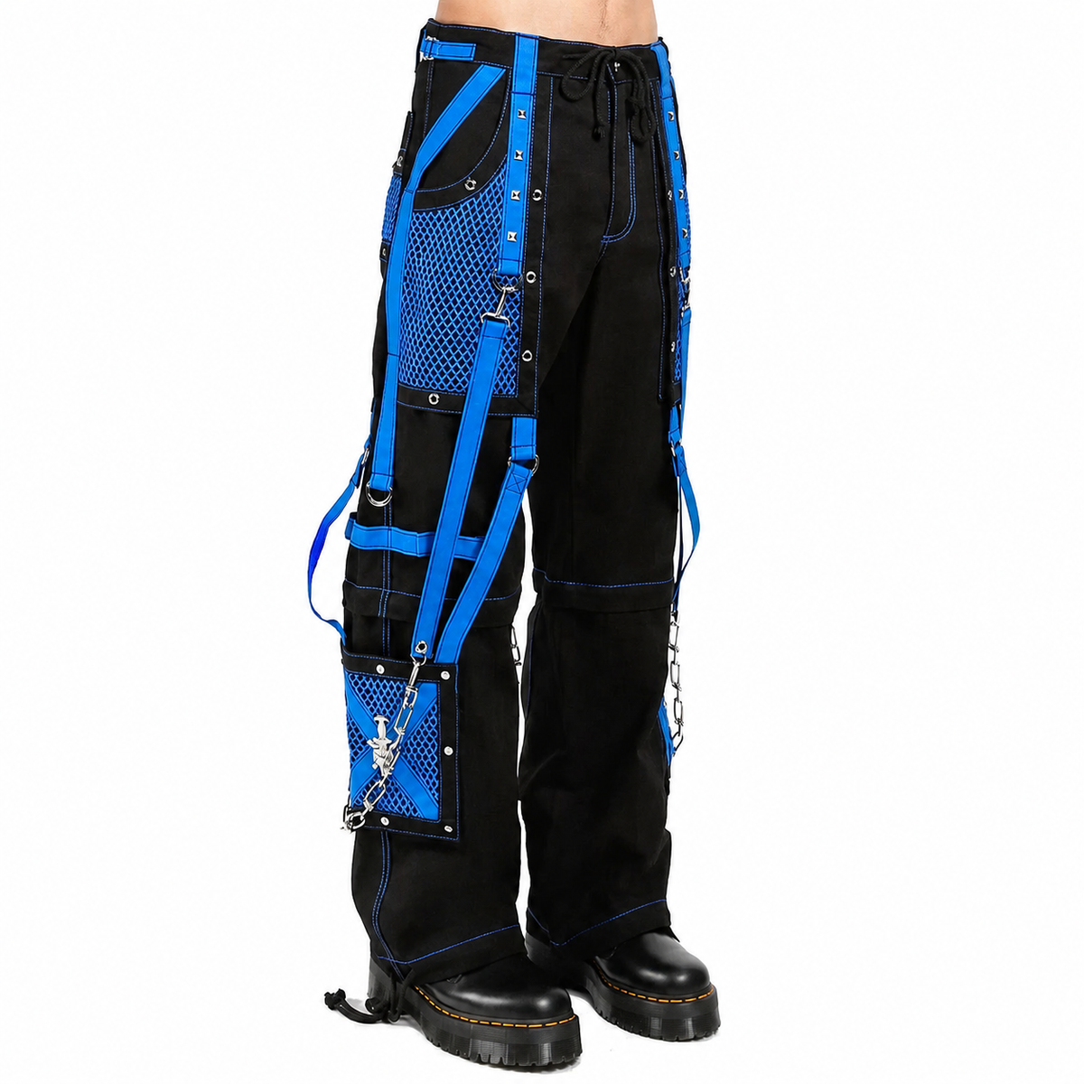 Gothic Handmade Gothic Bondage Men Pant Alternative Punk Rock Black Blue Emo Trouser Pant Shorts USA