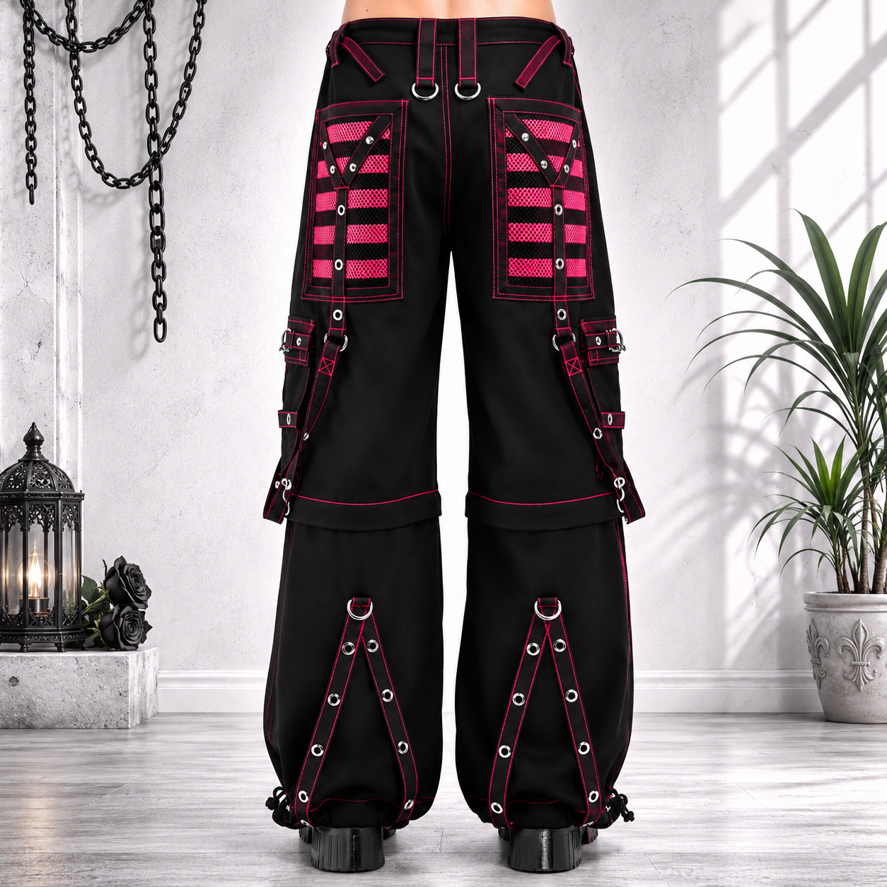 Gothic Extreme Bondage Skater Gothic Punk Rocker Cyber Goth Steampunk Biker Pant