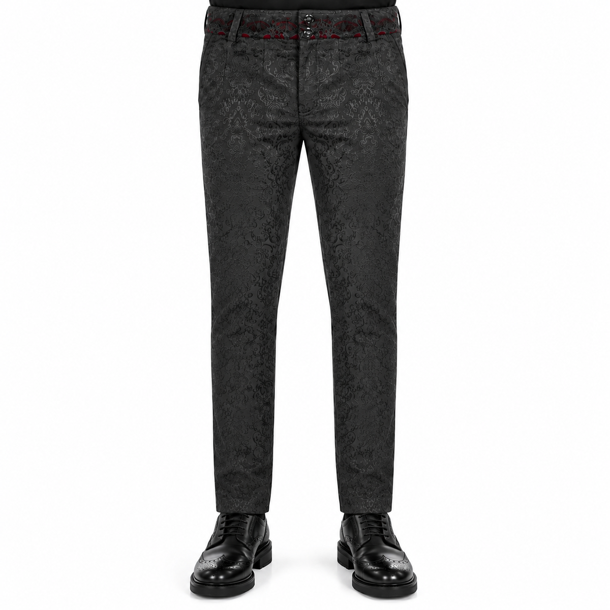 Gothic Men's Pants Trousers Black Brocade Maroon Velvet Steampunk VTG Vampire